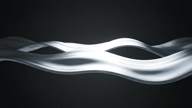 Elegant silver wave flowing gracefully against a dark background for a modern abstract design, perfect for backgrounds and visual effects
