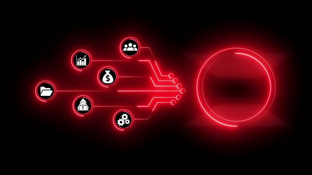 Circuit Board with Square Chip Glowing Light Electronic Hardware Microchip Design Computer Technology. Digital Data moving on Circuit Board and CPU . Computer Processing and organizing data.