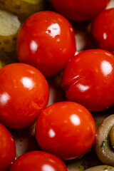Pickled cherry tomatoes macro detail