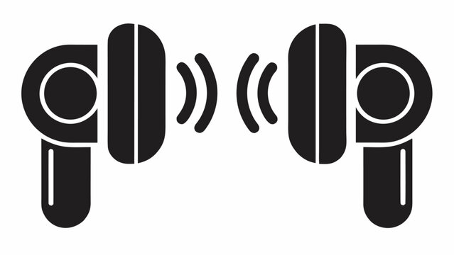 Wireless earbuds connecting with sound waves for seamless audio experience, perfect for music lovers and tech enthusiasts, modern and sleek design