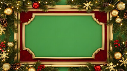 Festive Christmas Border with Green Screen for Holiday Greetings and Celebrations
