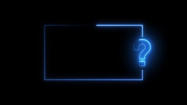Neon Quiz Interface Animation Option Selection ,Quiz game or intellectual challenge contest Animated quiz question on black background