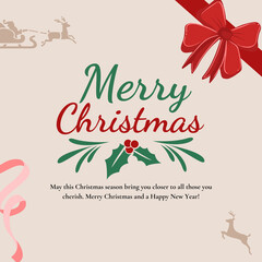 Merry christmas and happy new year greeting with festive decorations