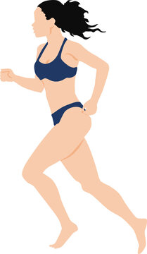 下着姿で走る女性のイラスト