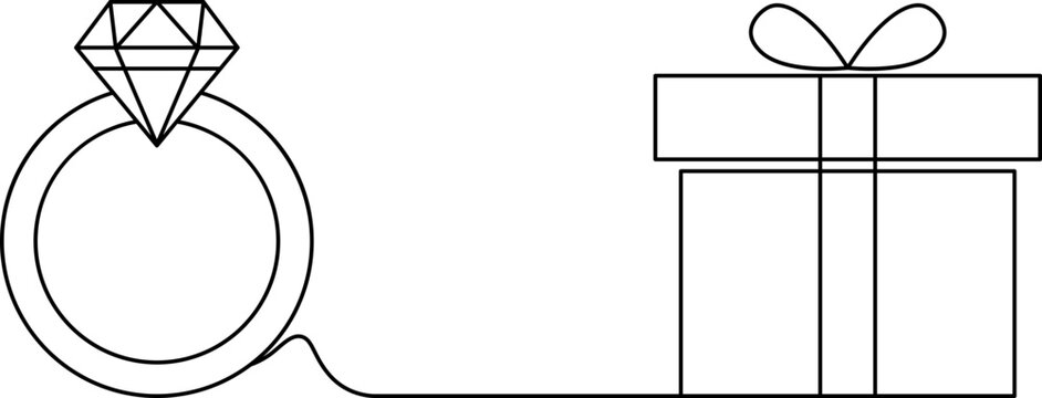 gift box and wedding ring vector. Valentine's day.