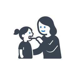 Brushing Child Teeth Care Icon