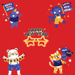 Cute bunny illustration with colorful accents