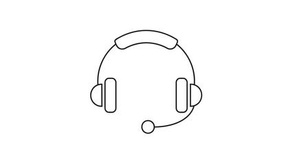 Simple Line Art Vector of Headphones with Microphone Minimalist Audio Communication Icon