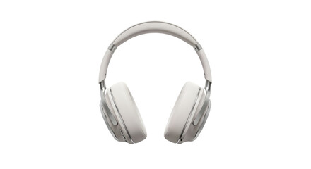 White wireless headphones isolated on black background for music listening