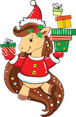 Elegant horse illustration with dynamic color palette and classic typography