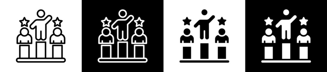 Competitive Advantage Icon Set In Black And White Filled Style Collection
