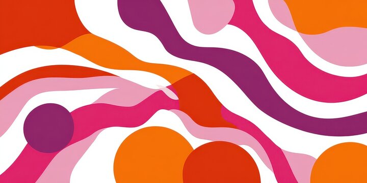 Abstract Composition with Bold Color Swirls and Geometric Shapes on White Background - Powered by Adobe