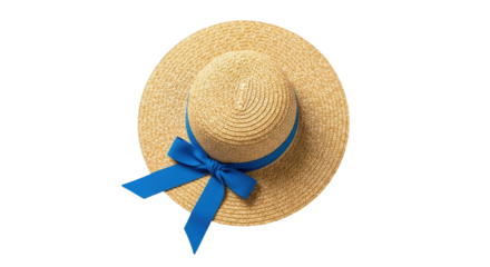 Isolated Summer hat with blue bow, women's fashion accessory for sunny holiday travel