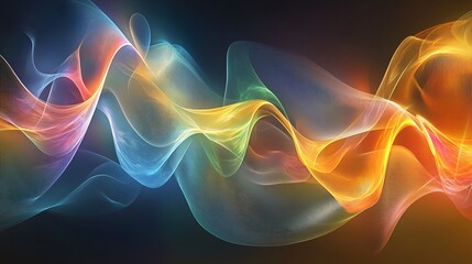 Fototapeta premium Luminous multicolor smoke waves with flowing radiant abstract energy 