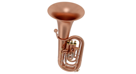 Isolated rose gold euphonium, musical instrument, professional quality, wind instrument