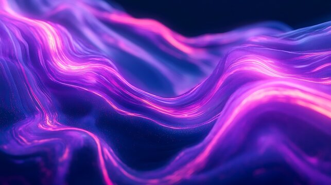 Neon flowing waves in vibrant pink and purple glowing abstract motion
