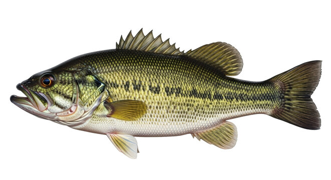 Isolated Largemouth Bass, Micropterus salmoides, North American freshwater game fish
