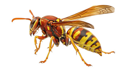 Isolated Yellowjacket Wasp, a venomous insect with yellow and black stripes on abdomen