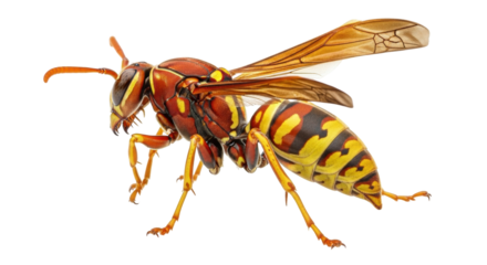 Isolated Yellowjacket Wasp, a venomous insect with yellow and black stripes on abdomen