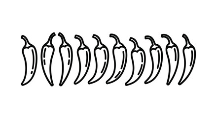 Line drawing of a row of spicy chili peppers