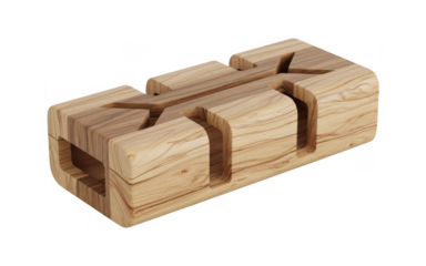 Elegant modern wooden smartphone and tablet stand with natural wood grain texture