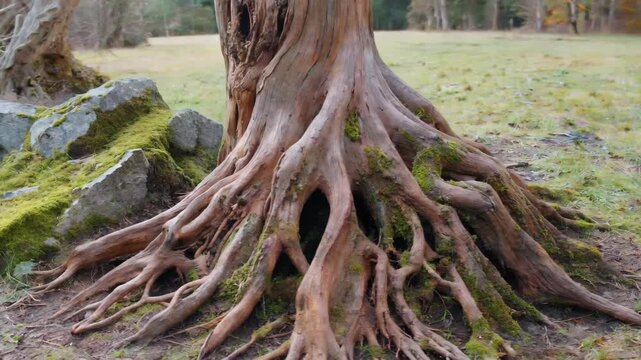 Close-up of tree roots in the wild