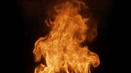 Realistic Fire Burst Ignition Isolated on Black Background