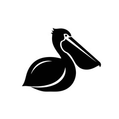 Chunky Pelican Silhouette Logo, Animal Vector Illustration