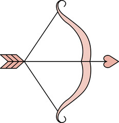  arrow for cupid on isolated vector outline and shape. Valentine's day.