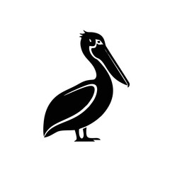 Standing Pelican Silhouette Logo, Modern Minimal Style, Smooth Contours