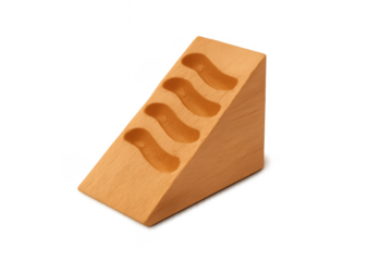 Wooden display stand with four carved grooves, perfect for utensils, craft tools, or items