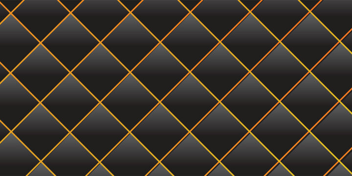 Black leather capitone background texture. Black upholstery premium dark fabric texture. Retro Chesterfield style soft tufted furniture upholstery with deep diamond pattern and buttons