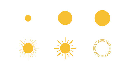 Minimalist evolution of sun icons in flat style