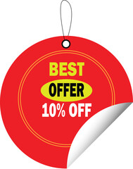 Red vector sale label tag sign sticker for best price discount offer design