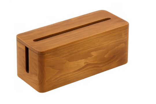 Wooden cable management box for organizing cords and electronics, home office solution