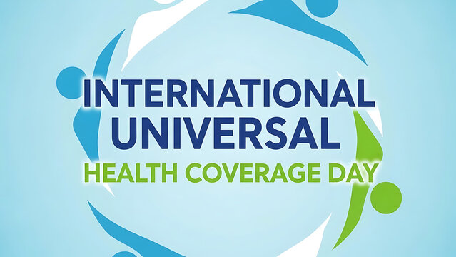 International universal health coverage day graphic with stylized figures circle 4K and HD image