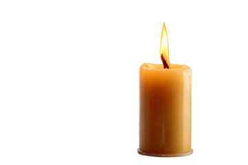 Romantic candle burning down isolated on transparent background