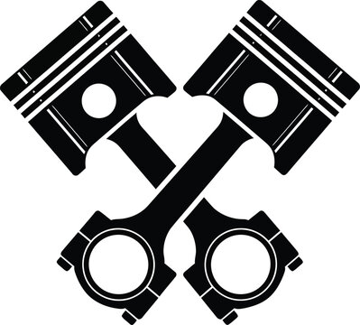 Engine pistons vector illustration crossed automotive car part design eps silhouette