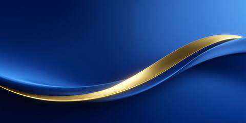 Obraz premium Blue and gold luxurious curved abstract background 