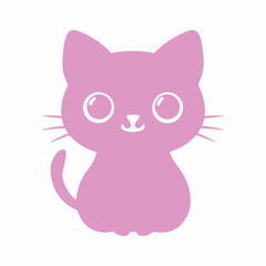 Cartoon cat vector logo design, Cute cat silhouette, modern creative logo, half off moon, minimalist, vector illustration, flat design, cut out vector icon, black cat with big eyes, simple design, 