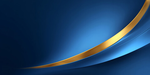 Blue and gold luxurious curved abstract background 