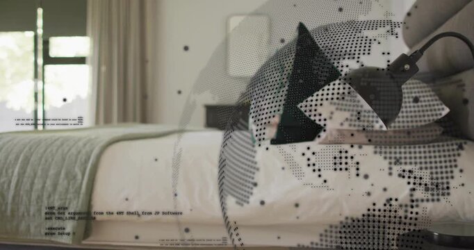 Bed area being overlaid by halftone globe appearing at start, shifting leftward to visualize data