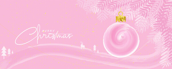 pink Christmas background with Christmas festive icon vector illustration. modern banner design for Christmas moment with winter vibes