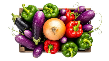Fresh assortment of vegetables isolated on transparent background