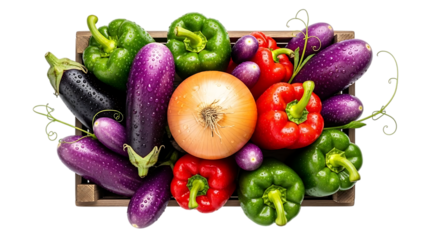 Fresh assortment of vegetables isolated on transparent background