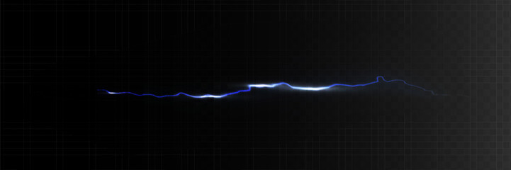 Vector Illustration of Abstract Blue Lightning on Black Background. Blitz Lightning Thunder Light Sparks Storm Flash Thunderstorm. Power Energy Charge