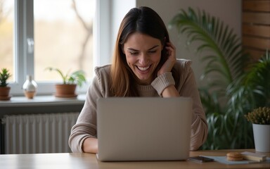 Naklejka premium Woman working from home getting angry, remote working,. High quality