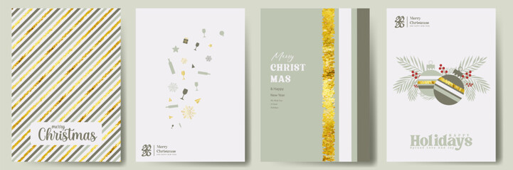 Christmas greeting card background set vector illustration, Merry Christmas and happy new year modern greeting card design with typography, Xmas festive icon with winter pattern textured effect