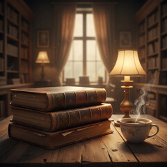 Cozy Reading Nook Books, Coffee, and the Warmth of a Library