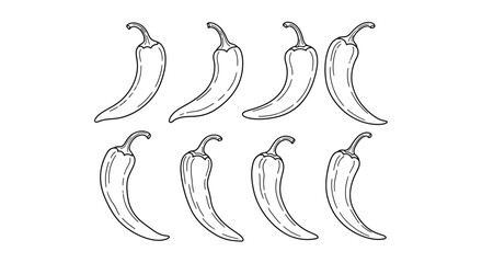 Hand drawn collection of chili peppers in sketch style